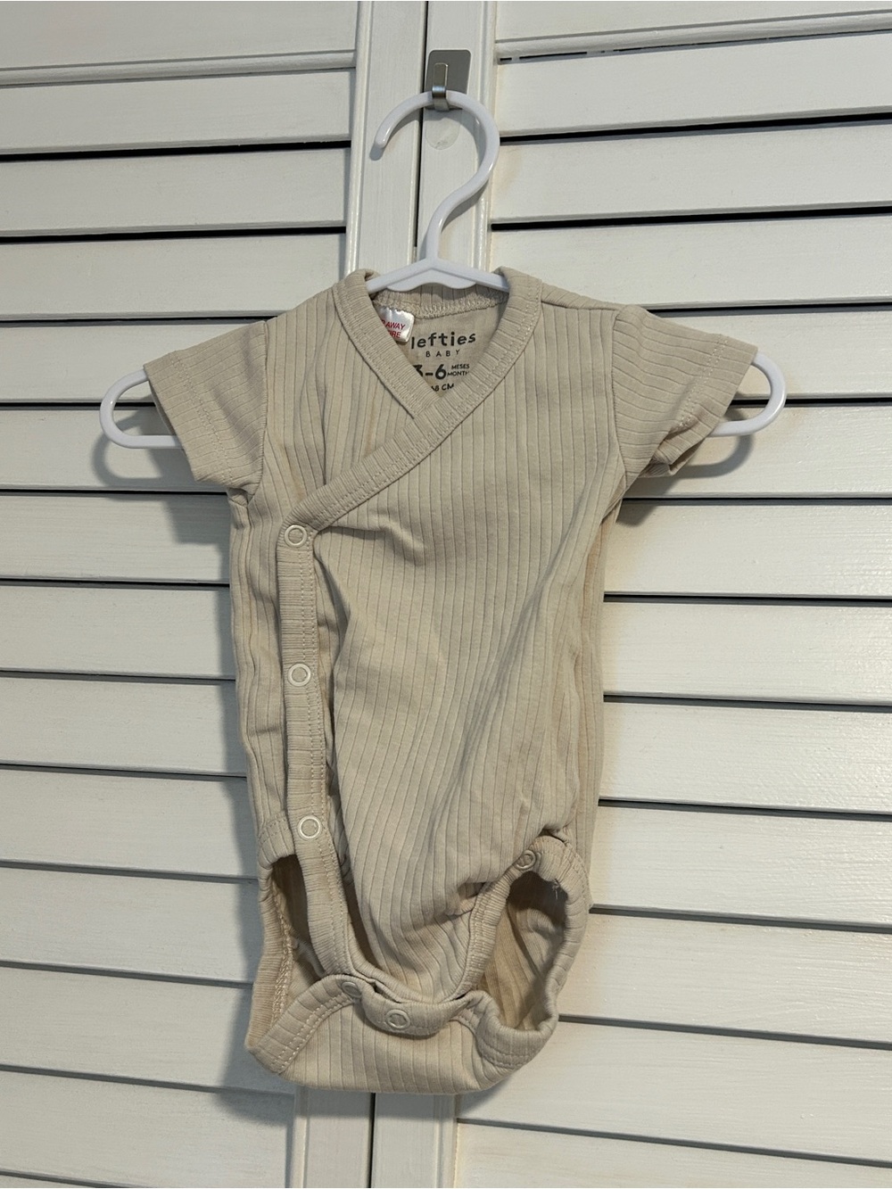Lefties Baby Neutral Ribbed Wrap-Front One-Piece Bodysuit - Cream